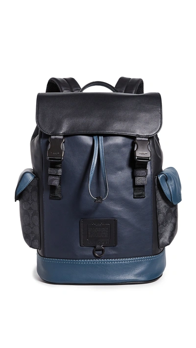 Coach Men's Rivington Colourblock Leather Backpack In Midnight Navy/charcoal/black Copper