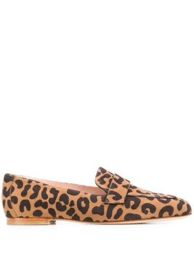 Stuart Weitzman Leopard Print Loafers In Brown