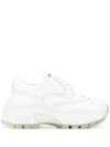 Prada Brogue Style Sneakers In White