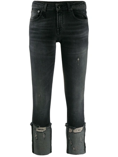 R13 Cropped And Distressed Skinny Fit Jeans In Black