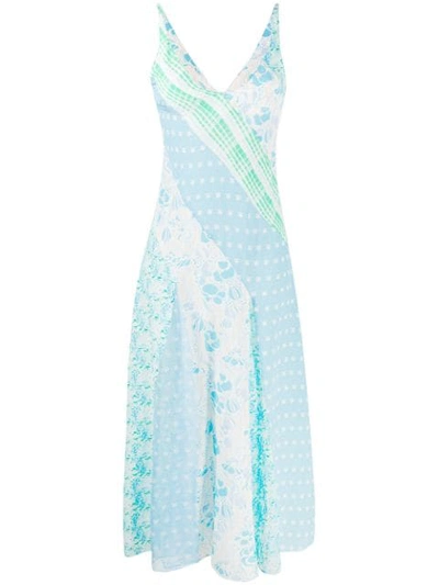 Rixo London Denise Multi Print Slip Dress In Blue