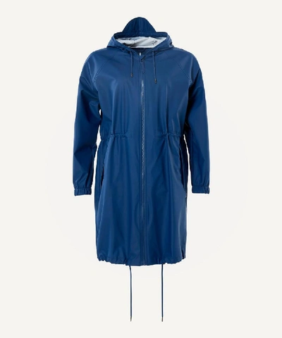 Rains Long Waterproof Jacket In Klein Blue