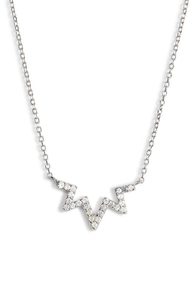 Anzie Sapphire Zigzag Necklace In Silver/ White Sapphire