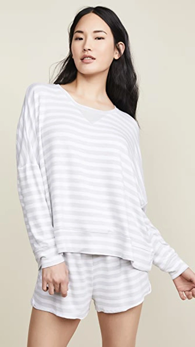 Honeydew Intimates French Terry Sweatshirt In Heather Grey Stripe