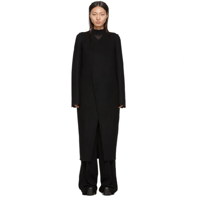 Rick Owens Long Wrap Coat In Black