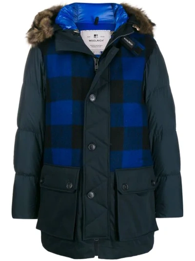 Woolrich Fur Hooded Coat In Blue
