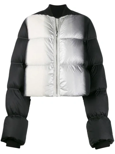 Rick Owens Cropped Duvet Down Puffer Jacket In Silver Degrade