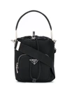 Prada Technical Fabric Bucket Bag In Black