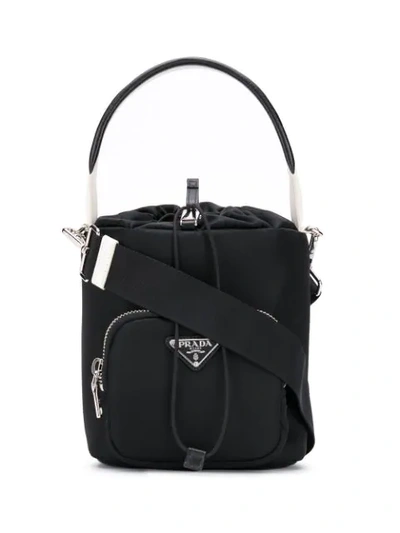 Prada Technical Fabric Bucket Bag In Black