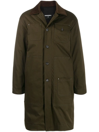Dsquared2 Button-up Parka Coat In Green