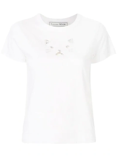 Tu Es Mon Tresor T-shirt Mit Katze In White