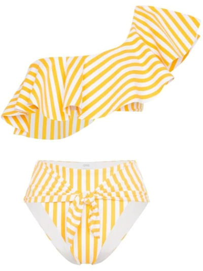 Onia Positano Riviera Striped Bikini In Yellow