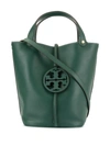 Tory Burch Leather Bucket Bag In Green