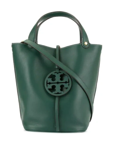 Tory Burch Leather Bucket Bag In Green