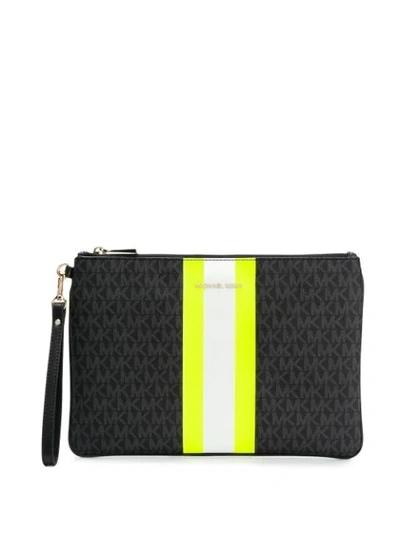 Michael Michael Kors Neon Stripe Clutch Bag In Black