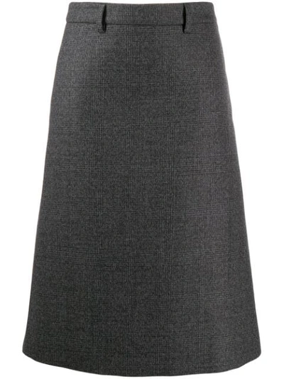 Prada Checked A-line Skirt In Grey