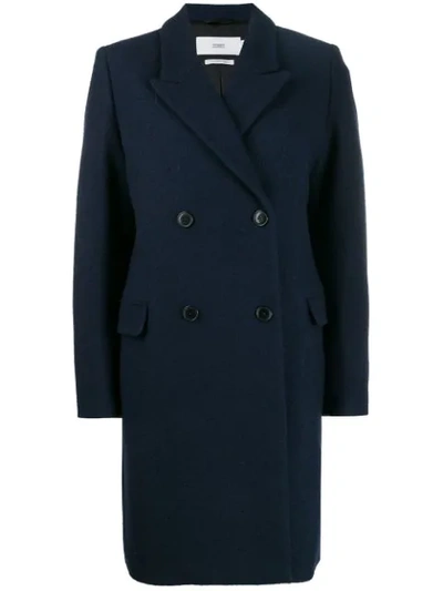 Closed Double-breasted Midi Coat In Blue