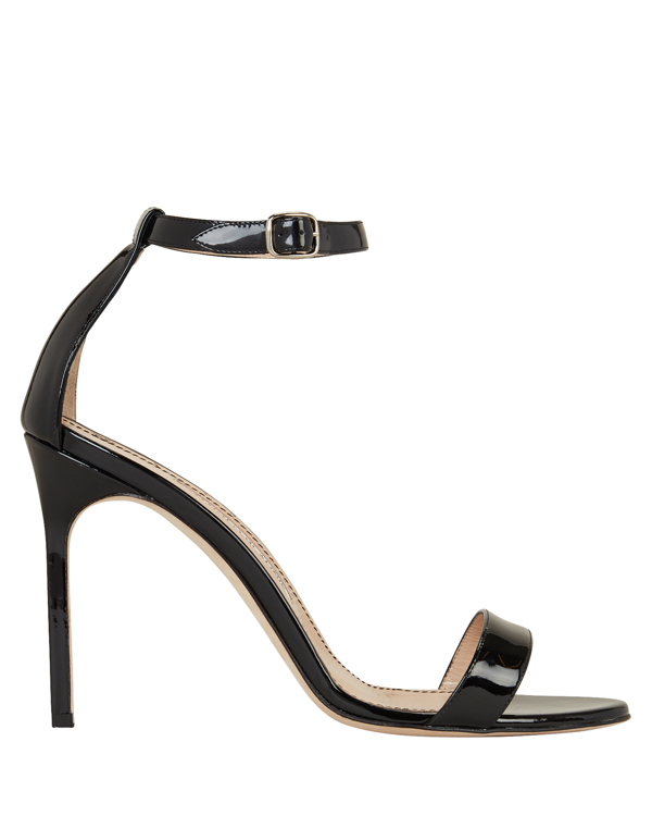 Manolo Blahnik Chaos Patent Leather Heeled Sandals In Black | ModeSens