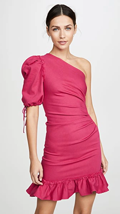 Jonathan Simkhai One Shoulder Denim Dress In Pink
