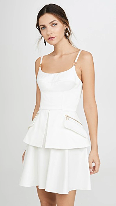 Brandon Maxwell Bustier Mini Dress With Peplum In White