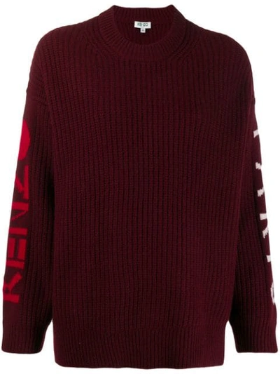 Kenzo Logo Knitted Jumper In Red