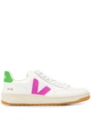 Veja V-12 Leather And Canvas Sneakers In White