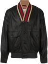Gucci Web Collar Bomber Jacket In Black