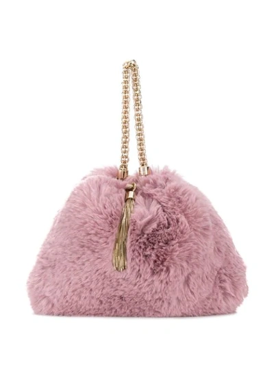 Jimmy Choo Callie Faux Fur Clutch In Pink