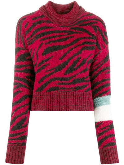 Brognano Roll-neck Zebra Print Jumper In Red