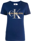 Calvin Klein Jeans Est.1978 Metallic Logo Print T-shirt In Blue