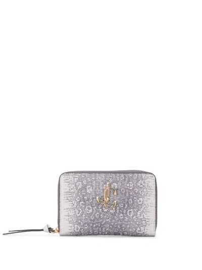 Jimmy Choo Christie Lizard Effect Wallet In Grau