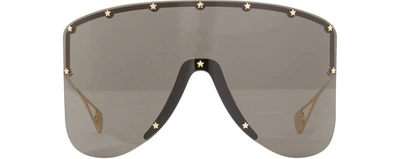 Gucci Mask Sunglasses In Gold-gold-grey