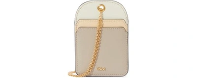 Chloé Leather Card Holder In Pastel Grey