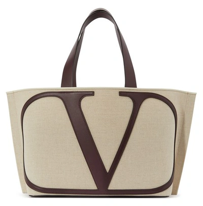 Valentino Garavani Garavani Go Logo Shopping Bag In Naturale/rubin