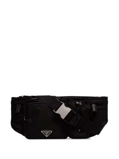 Prada Logo Plaque Belt Bag In Black