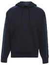 Prada Hooded Panelled Sweatshirt In Blue