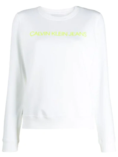 Calvin Klein Jeans Est.1978 Institutional Logo Print Sweatshirt In White