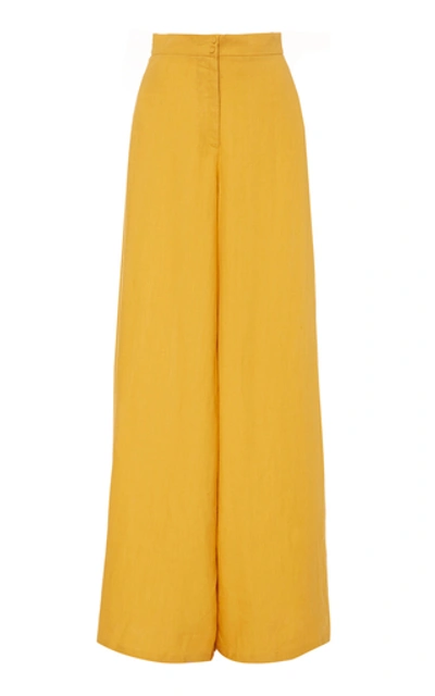 Andres Otalora Aguirre Linen Wide Leg Pants In Yellow