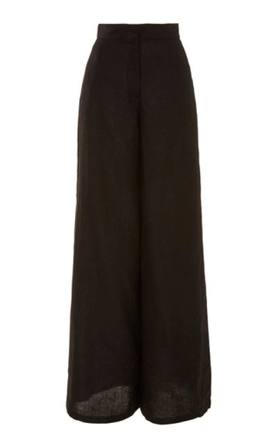 Andres Otalora Bolivar Linen Wide Leg Pants In Black