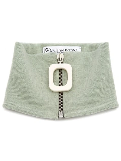 Jw Anderson Zipped Knitted Neckband In 505 Pistacchio