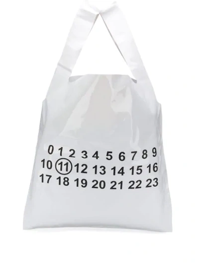 Maison Margiela Number Print Shopper Tote In White