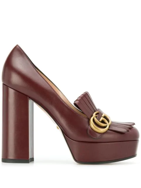 Gucci Platform Pump With Fringe In Marrone | ModeSens