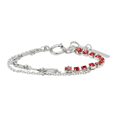 Justine Clenquet Silver And Red Sally Bracelet In Palladium