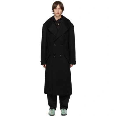 Yohji Yamamoto Black Shawl Collar Coat