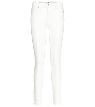 7 For All Mankind Braided-seam Ankle Skinny Jeans In Clean White