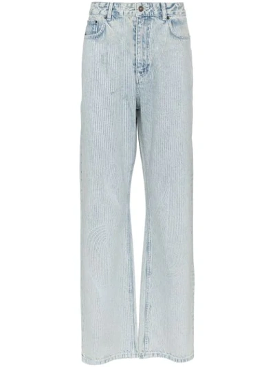 Y/project Striped Wide-leg Jeans In White
