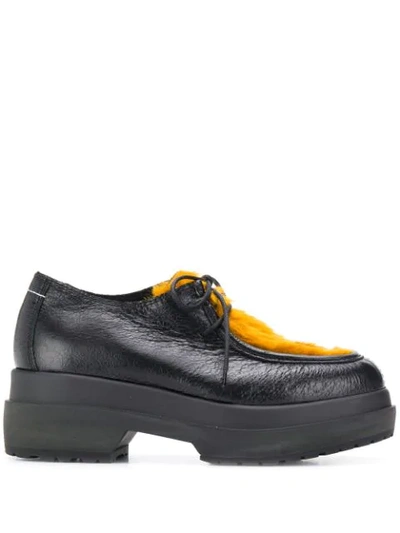 Mm6 Maison Margiela Textured Lace-up Shoes In Black
