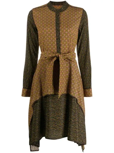 Steffen Schraut Mandarin Collar Midi Dress In Brown