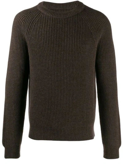 Maison Margiela Ribbed Knit Jumper In Brown