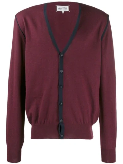 Maison Margiela Fine Knit Cardigan In Red